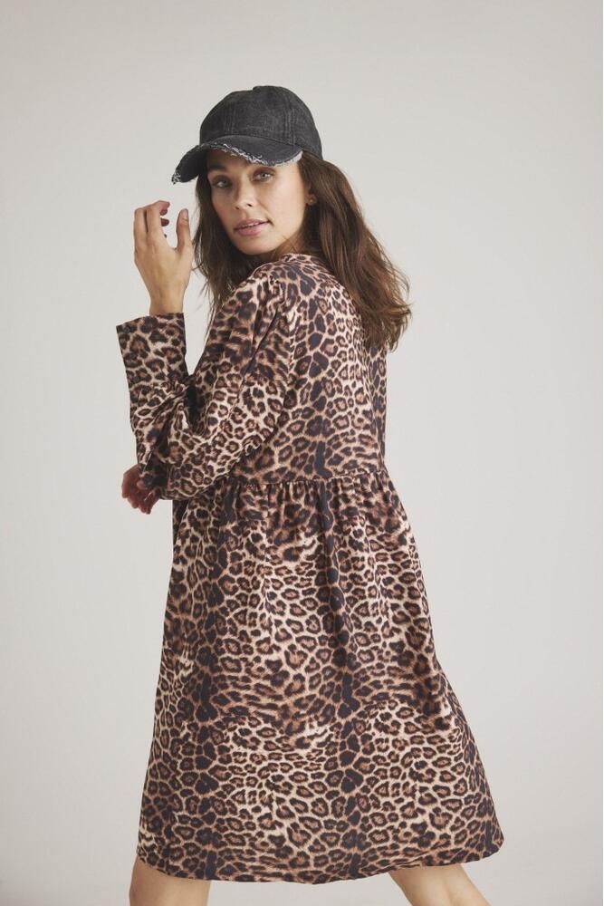 Kjole Lynetti Leopard Cocoa Brown Luxzuz One Two - Luxzuz One Two Kjole  - 5715656042902