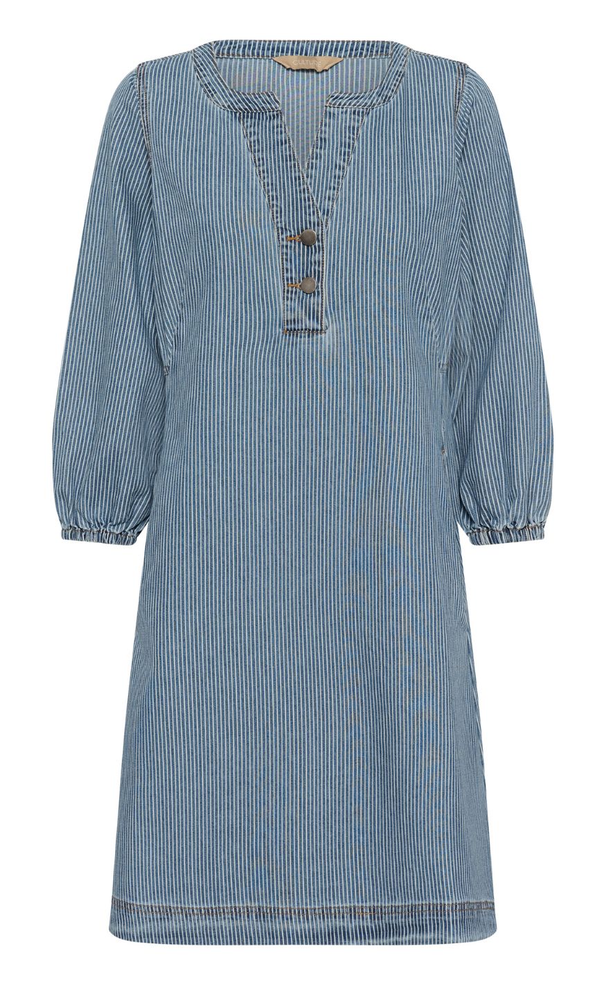 Hvid Culture Kjole Ayna Blue White Stripe - Culture Kjole  - 5715752205591