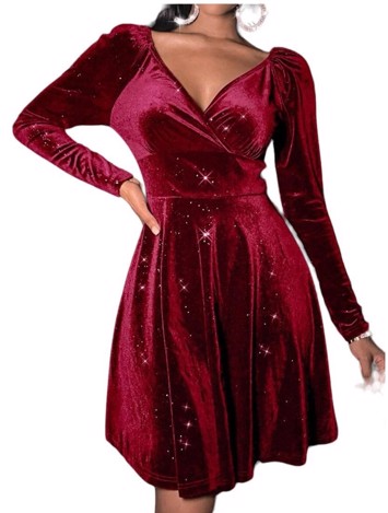 Velour Kjole: Asta Louise Rød - Kjole