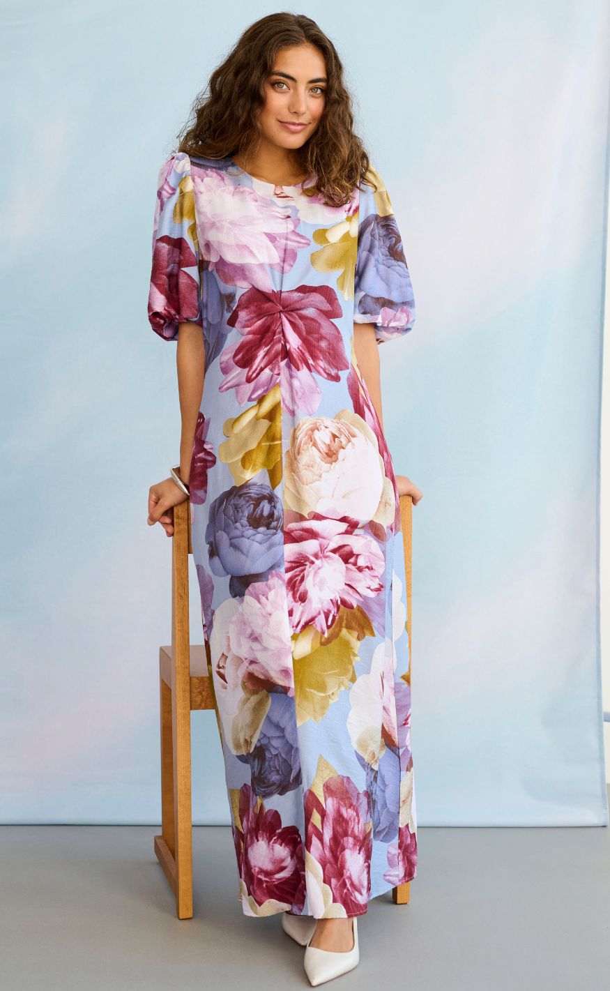 Pink Culture Kjole Magna Greece Blue Yellow Flower - Culture Kjole  - 5715752204785