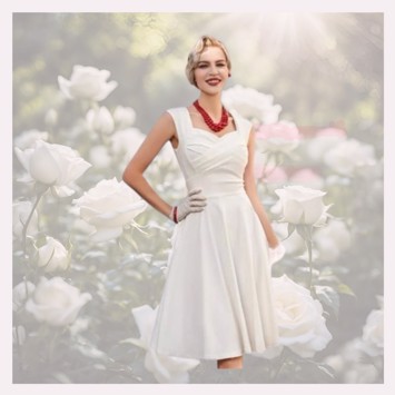 Hvid Vintageinspireret Kjole Konfirmations Kjole Lullu - Kjole