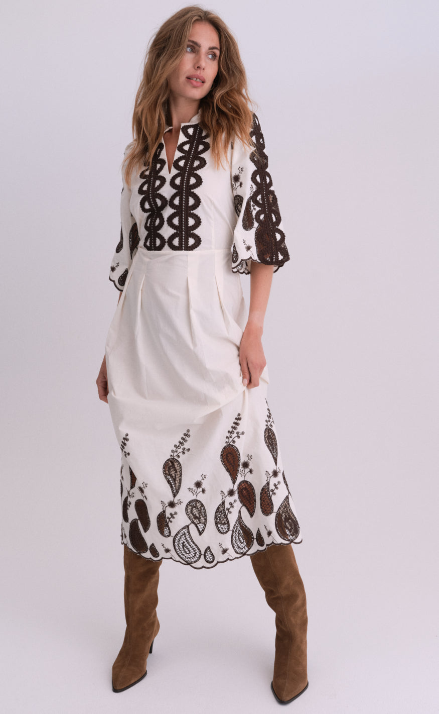 Creme - Brun Gossia Kjole Safina Creme Brown - Gossia Kjole  - 5715195147380