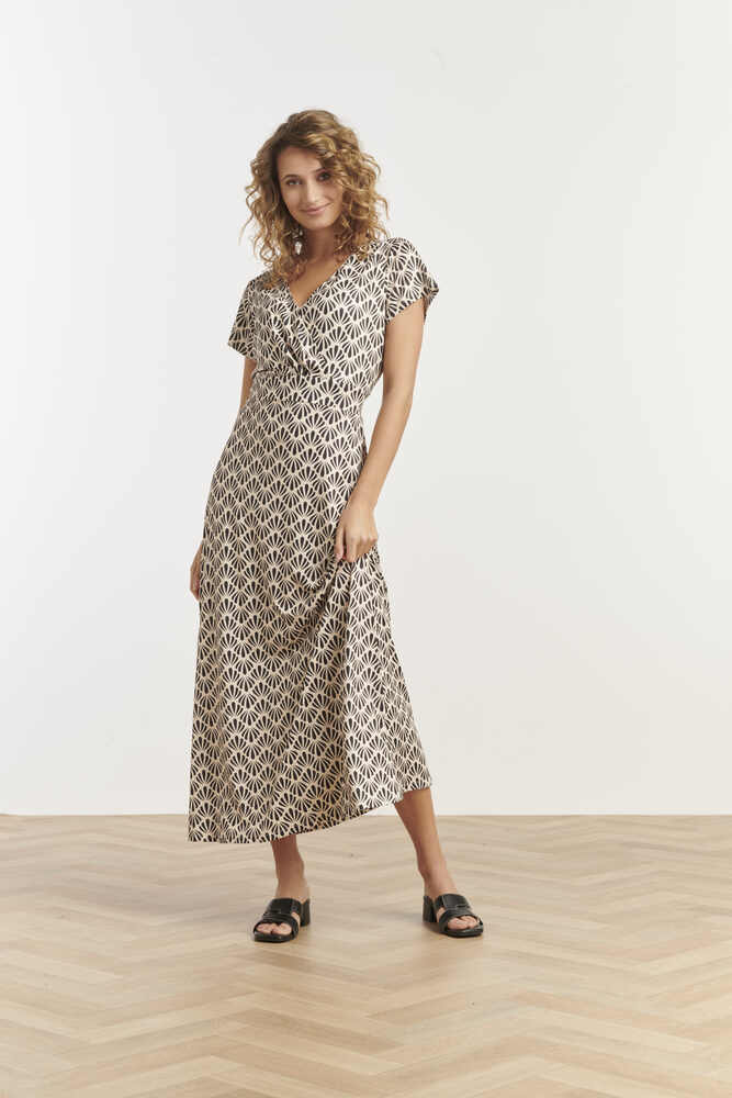 Sort Maxi Kjole Shell Print Offwhite Black Smashed Lemon - Smashed Lemon Kjole  - 8720331322825