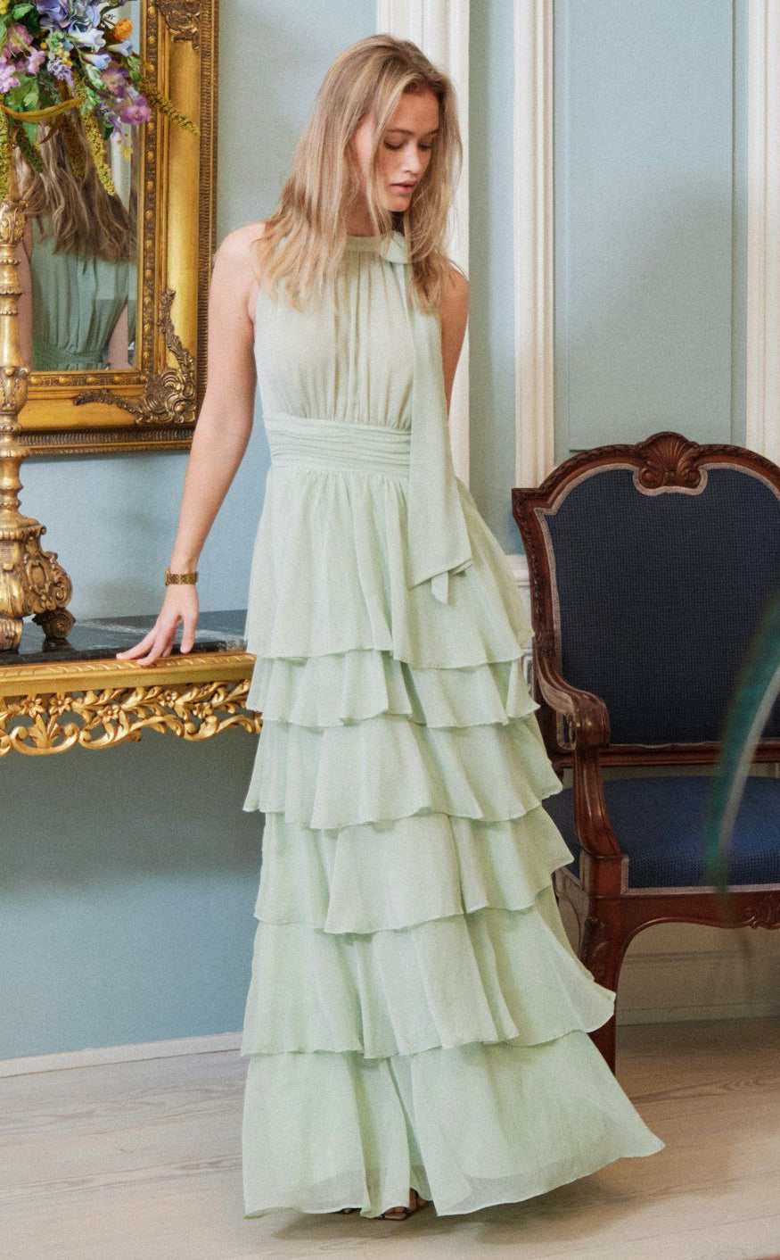 Grøn Neo Noir Kjole Marli Solid Light Green - Neo Noir Kjole  - 5715641453294