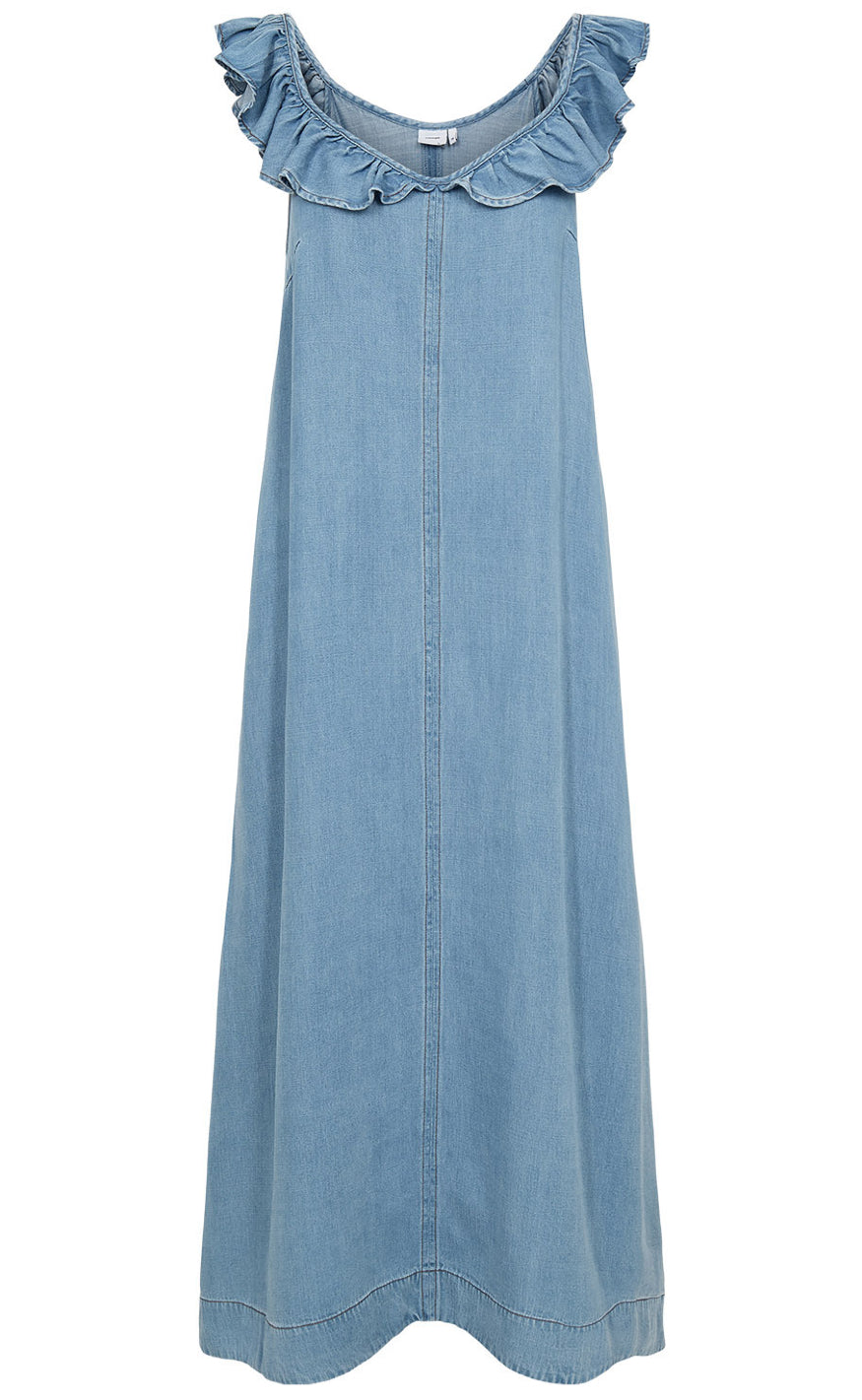 Blå Denim Nmph Kjole Elida Light Blue Denim - Nümph Kjole  - 5715338640174