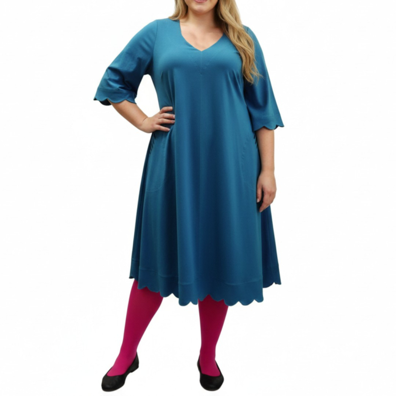Blå Plus Size Kjole Nami Denim Blue - Amamiko Kjole