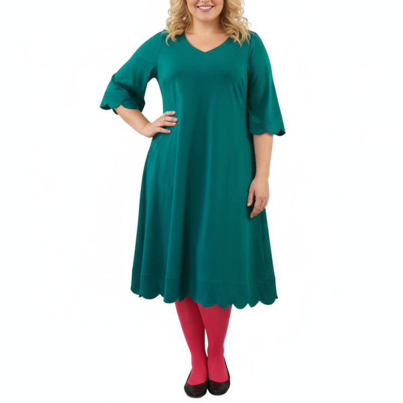 Grøn Plus Size Kjole Nami Emerald Green - Amamiko Kjole