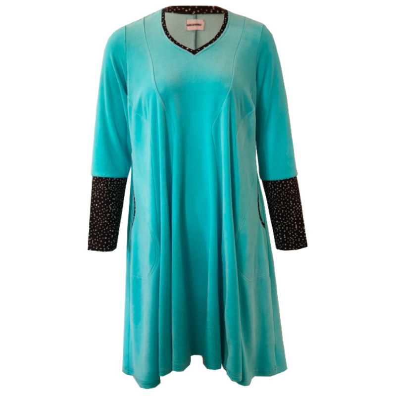 Blå Løs Plus Size Velour Kjole Emi Ice Blue Velvet - Amamiko Kjole