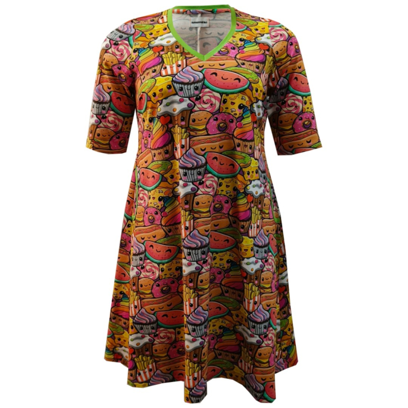 Pink Plus Size Kjole Tulla Snacktime - Amamiko Kjole