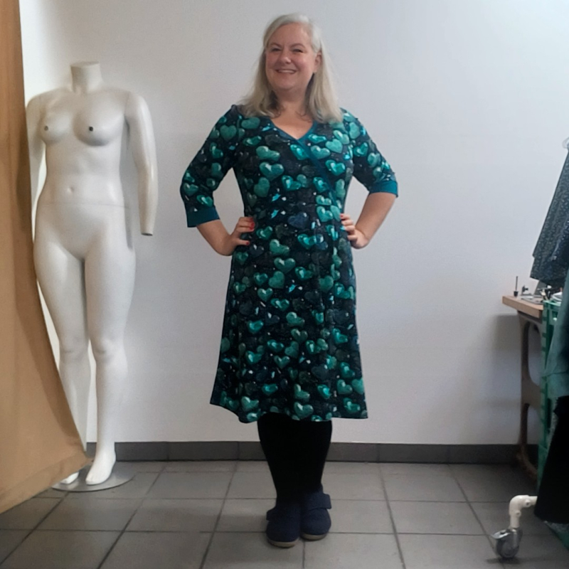 Blå Plus Size Kjole Bika Glitter Heart - Amamiko Kjole