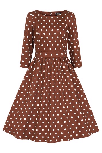 Hvid 50r Kjole Swingkjole Pretty Woman Brun Klassisk Kjole Med E Bomber - Kjole
