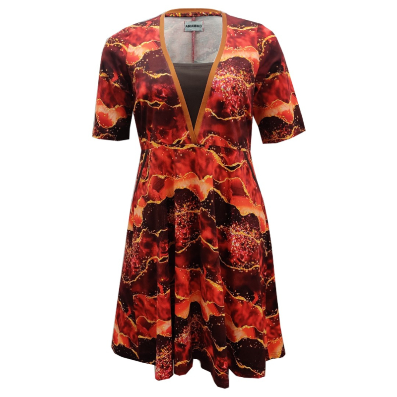 Rød Plus Size Kjole Ama Red Hot Lava - Amamiko Kjole
