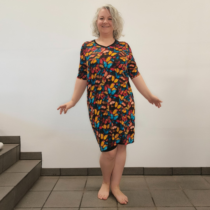 Sort Plus Size Kjole Coco Bamboo Butterfly - Amamiko Kjole