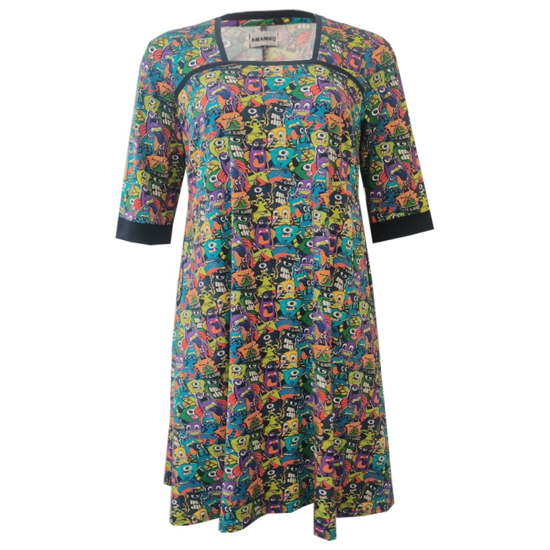 Blå Plus Size Kjole Tokyo Monster - Amamiko Kjole